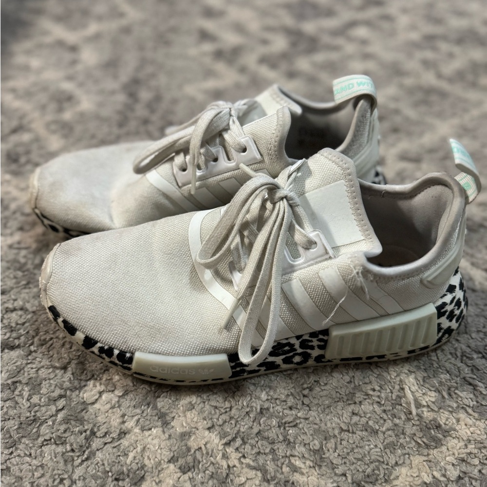 Adidas NMD R1 White with Leopard Accents